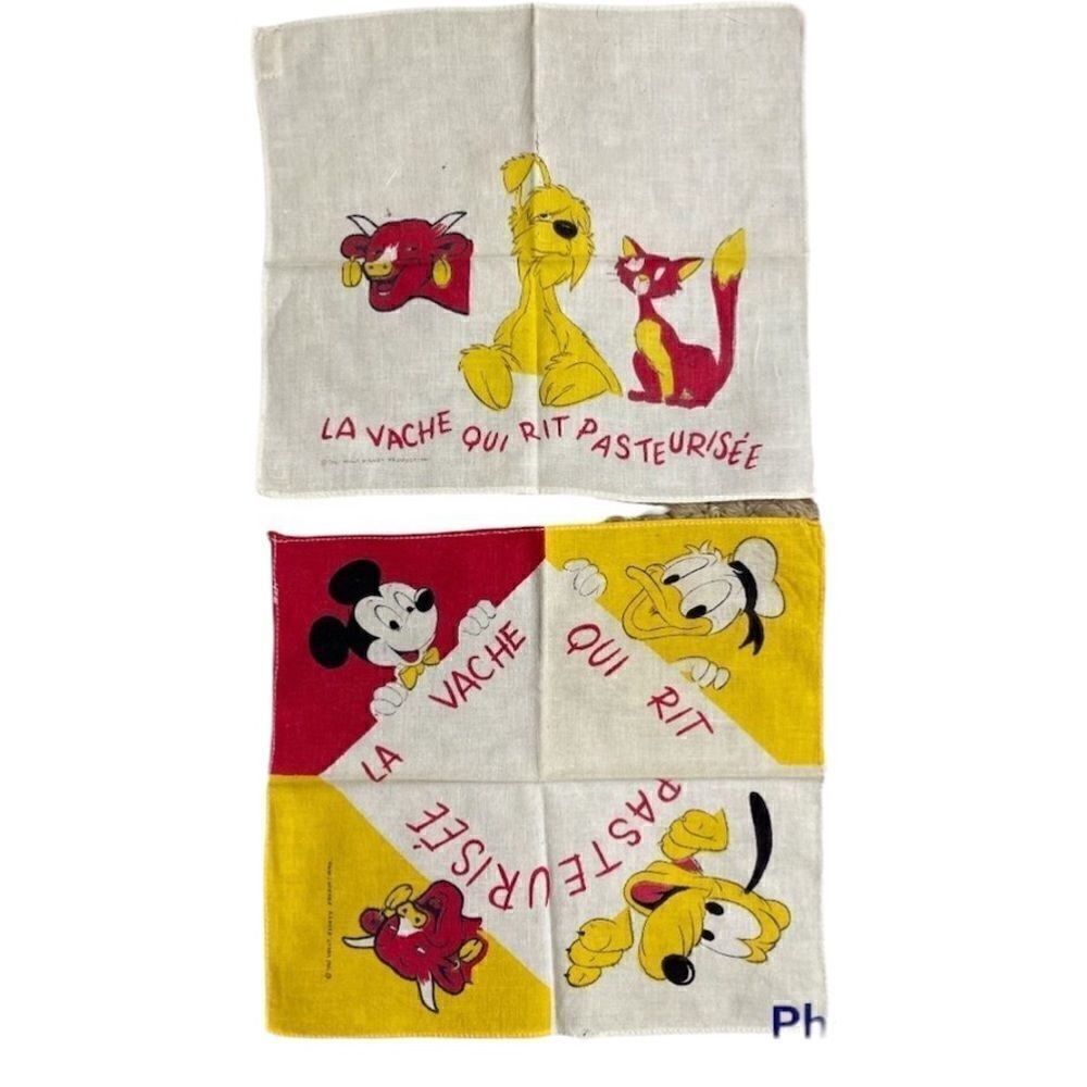 Pair of Vintage Disney Laughing Cow  Handkerchiefs